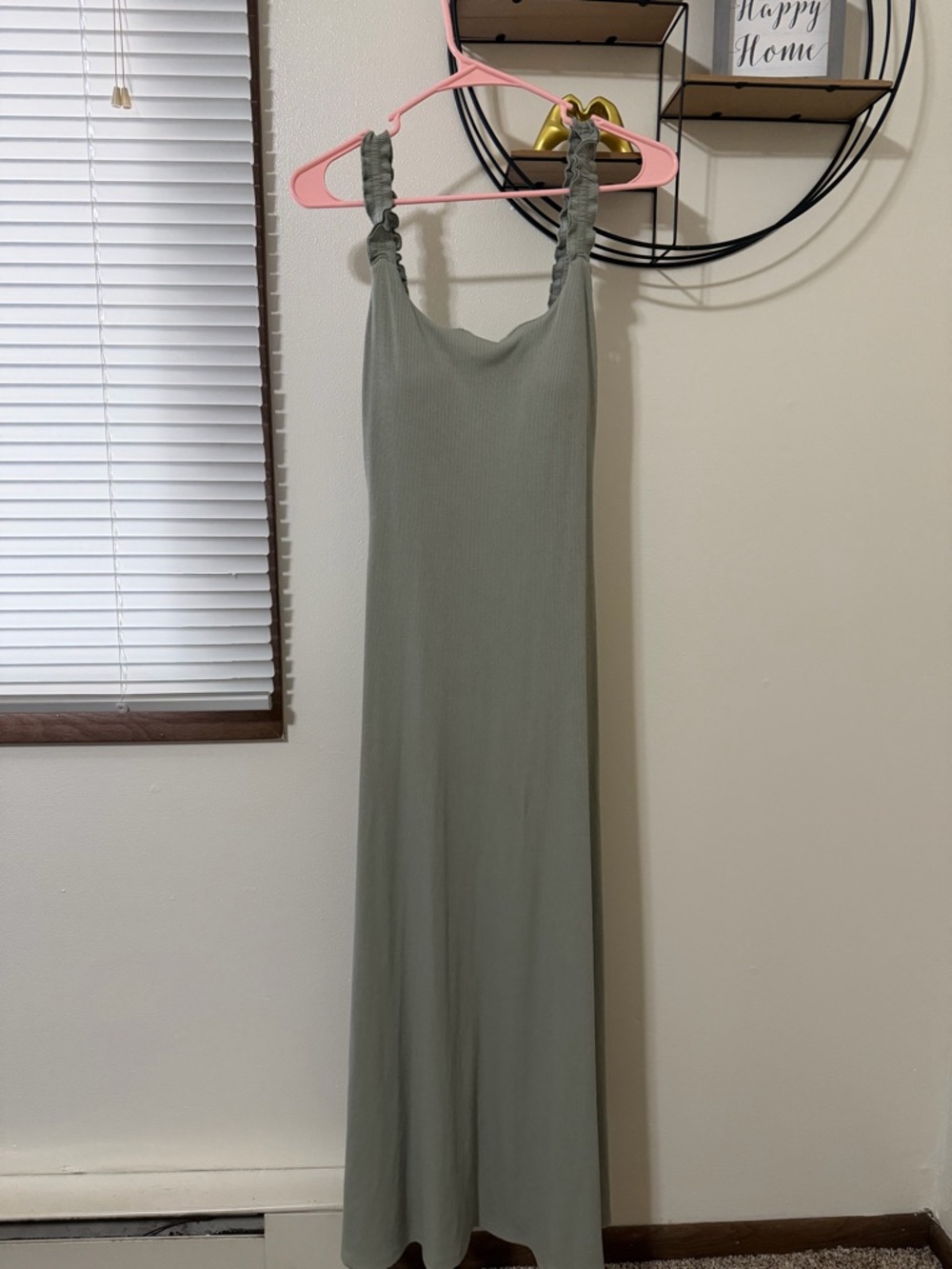 Wallflower Sage Green Ruched Strap Maxi Dress